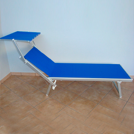 Lettino in alluminio 3 posizioni con cordino colore Blu