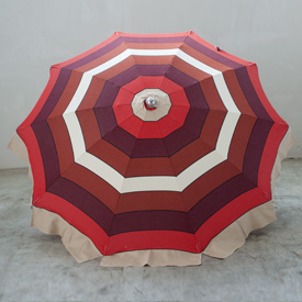 Ombrellone Borgo 200/10 asta alluminio diametro 40, colore riga rosso/beige/bordeaux