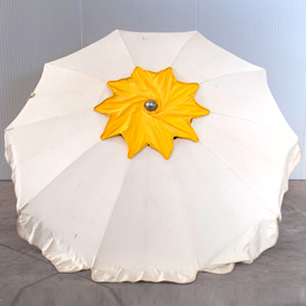 Ombrellone 100/10 in alluminio modello Fiore corpo ecrù cappello giallo senza bastone sotto