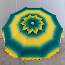 Ombrellone 100/10 in alluminio modello Fiore seminuovo sfumato giallo/verde senza bastone sotto