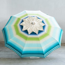 Ombrellone 200/10 alluminio, stecca curva telaio nuovo, colore sfumato verde acqua, bianco, celeste, senza bastone sotto.