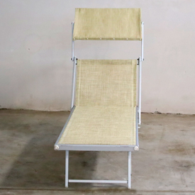 Lettino alluminio 2 posizioni con compassi colore ecru.
