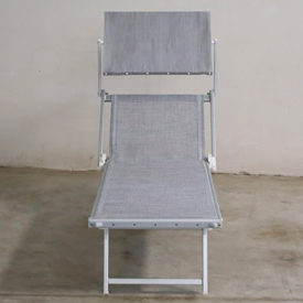 Lettino alluminio 4 posizioni telaio automatico, seminuovi colore grigio TWM.