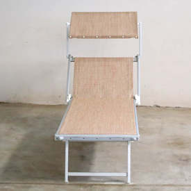 Lettino alluminio 4 posizioni telaio automatico senza compassi colore beige/bordò.