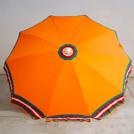 Ombrellone alluminio 200/10 colore arancio con riga sotto, senza bastone sotto.