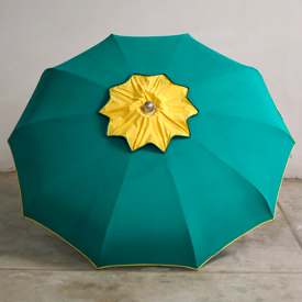 Ombrellone alluminio 220/10 modello fiore stecca curva colore verde fiore giallo, senza bastone sotto.