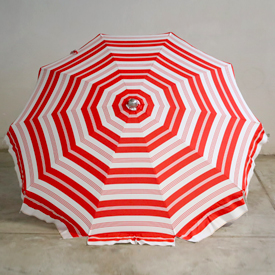 Ombrellone alluminio 200/10 (nuovo) riga bianco/rossa, senza bastone sotto.