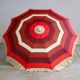 Ombrellone alluminio 200/10, seminuovo righe beige/rosso/bordò/marrone senza bastone sotto.